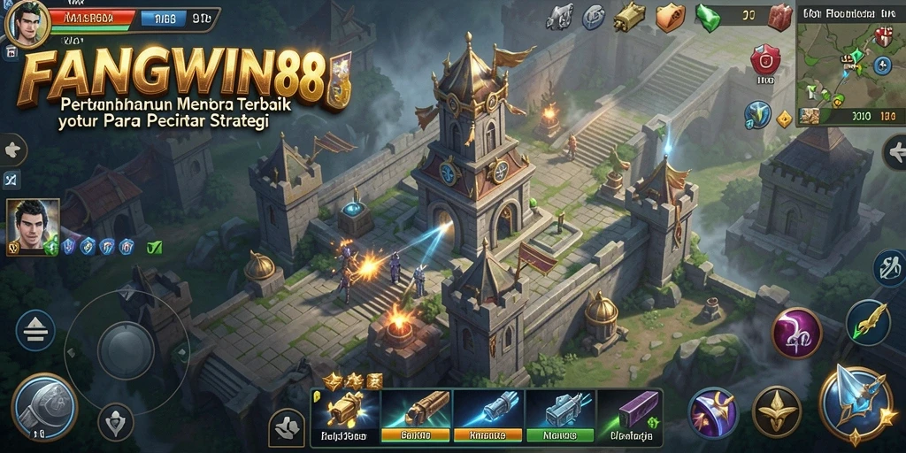 Screenshot utama FANGWIN88 menampilkan aksi seru gameplay Tower Defense.