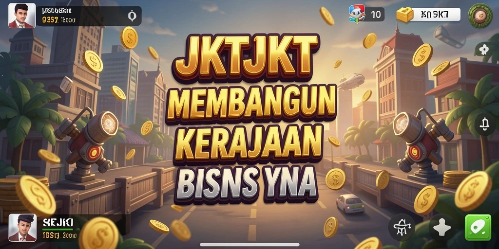 Tampilan gameplay JKTJKT yang menampilkan aktivitas bisnis yang dinamis.