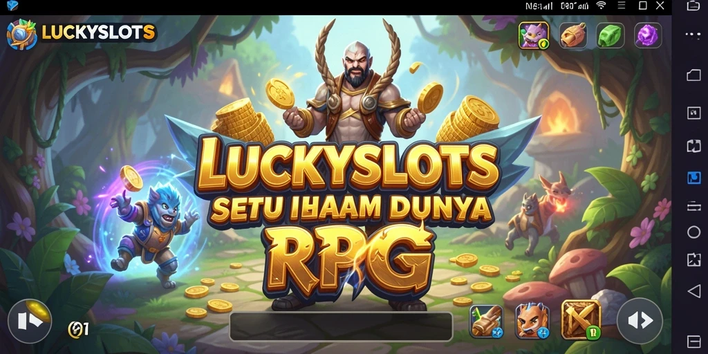 Tampilan gameplay LUCKYSLOTS yang menampilkan karakter dalam aksi RPG.