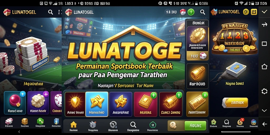 Tampilan gameplay dari aplikasi LUNATOGEL yang menghadirkan taruhan olahraga