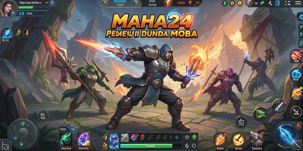 Tampilan utama gameplay MOBA yang seru dan mendebarkan.