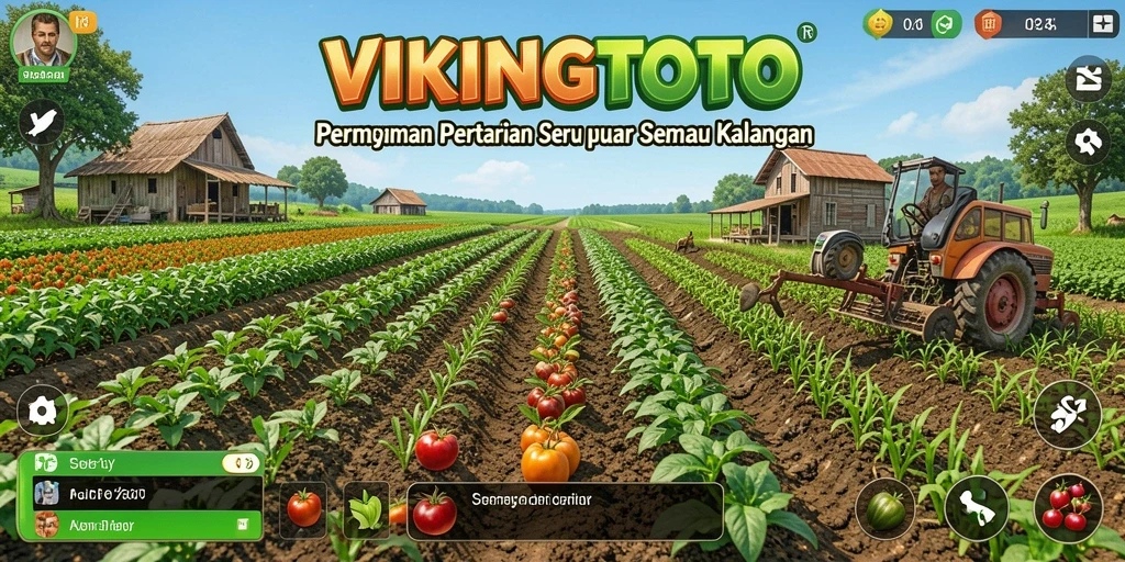 Tangkapan layar gameplay <strong>VIKINGTOTO</strong> menunjukkan aktivitas pertanian yang menyenangkan.