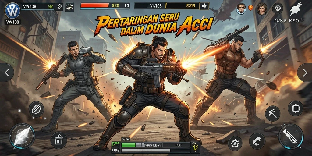 Screenshot VW108 menunjukkan intensitas aksi dalam pertempuran yang seru.